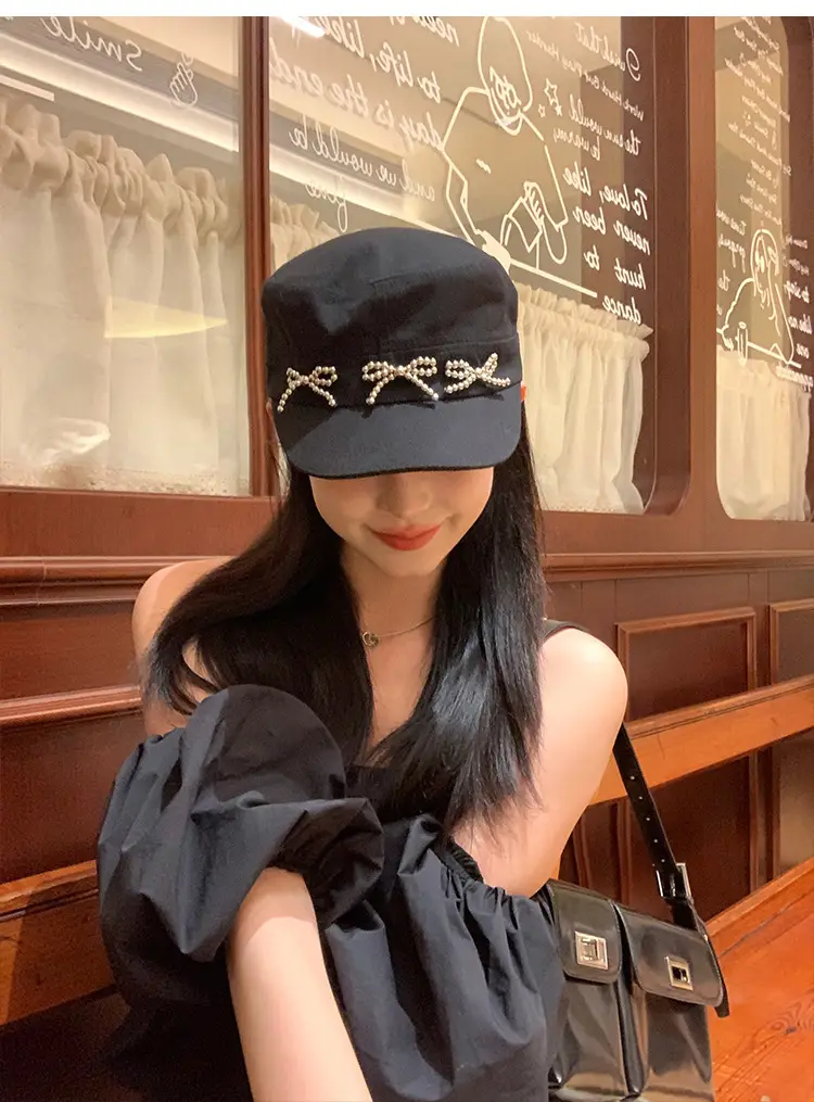 Black Bow Cap Women Spring Summer Sunshade Hat — feature 9
