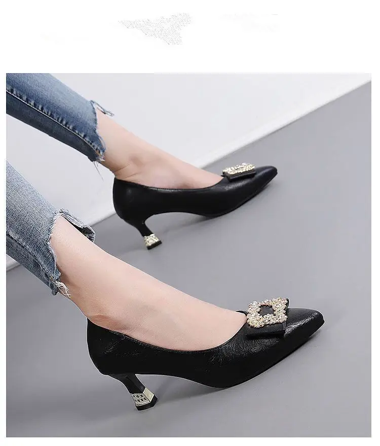 2026 New Black High Heels, Comfortable Work Shoes, Versatile Women's High Heels, Non-Abrasive, Mid-Heel, Shallow Mouth, Simple Design — feature 2