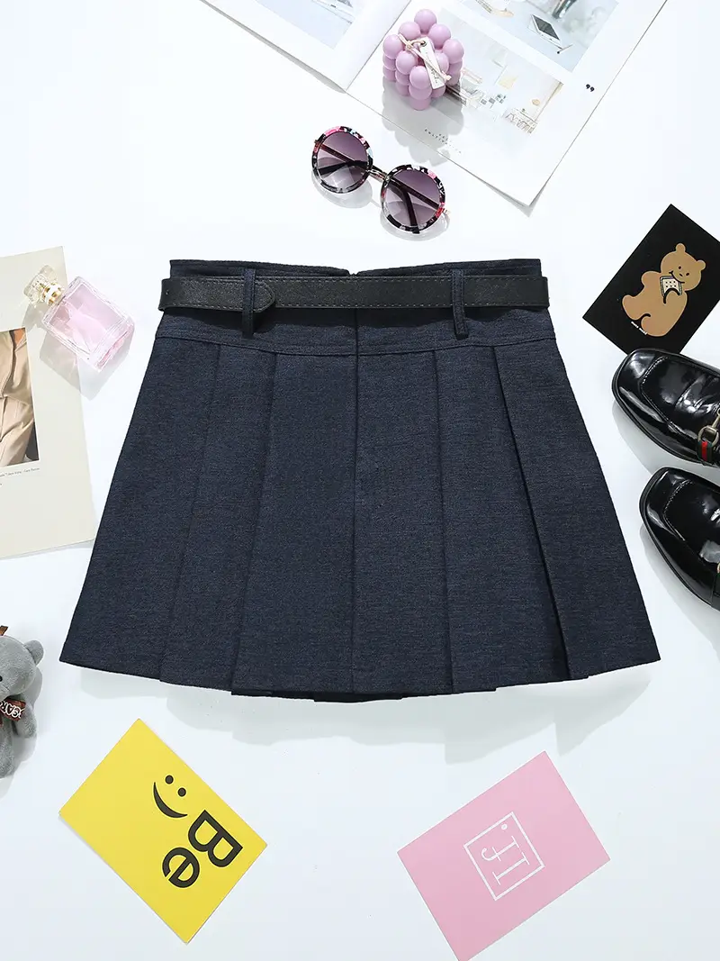 Maillard Pleated Belt for Women High Waist Anti-glare Short Skirt — feature 10