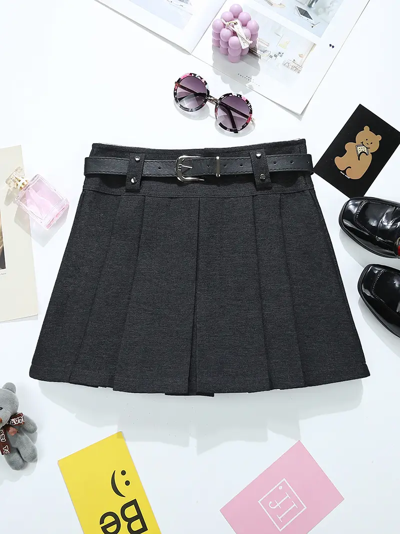 Maillard Pleated Belt for Women High Waist Anti-glare Short Skirt — feature 4