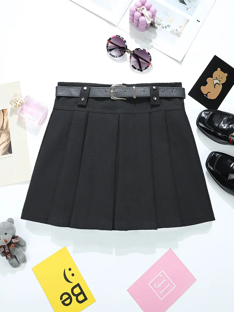 Maillard Pleated Belt for Women High Waist Anti-glare Short Skirt — feature 9