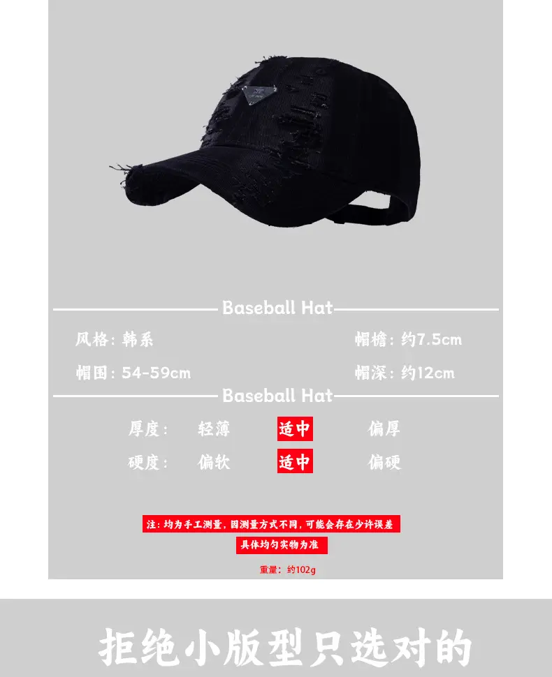 Women Blue Hole-Damaged Sun Hat with Triangle Logo — feature 6
