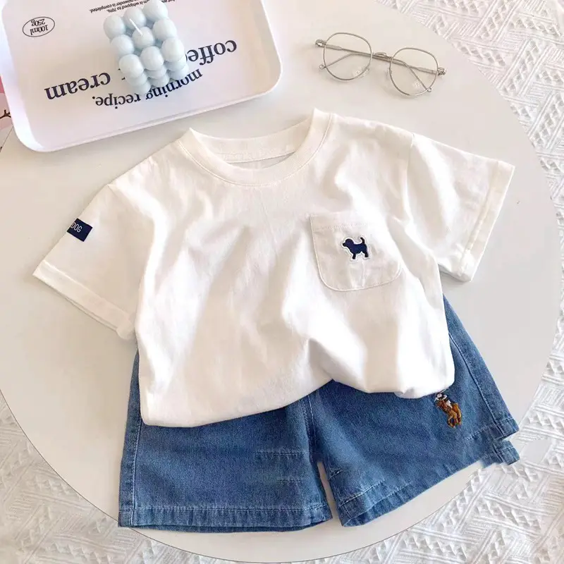 White Little Bear Pocket T-Shirt for Boys Summer - Image 4