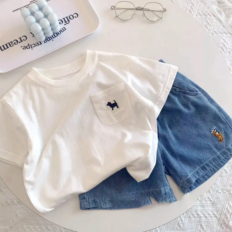 White Little Bear Pocket T-Shirt for Boys Summer — feature 13