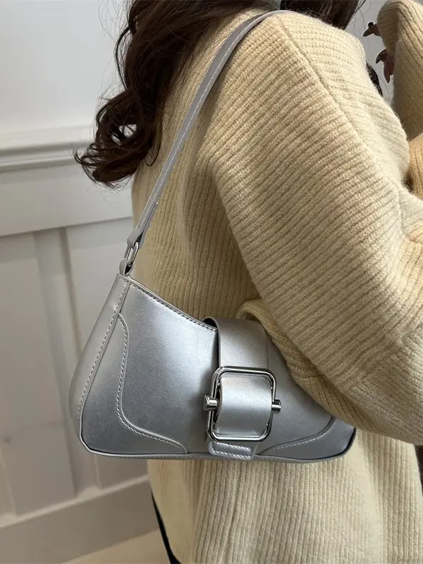 Silver Vintage Underarm Bag Women's Shoulder Crossbody