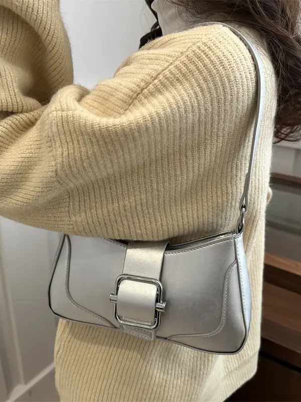 Silver Vintage Underarm Bag Women's Shoulder Crossbody