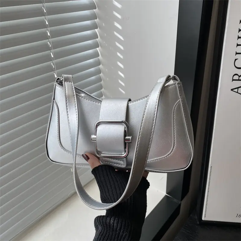 Silver Vintage Underarm Bag Women's Shoulder Crossbody