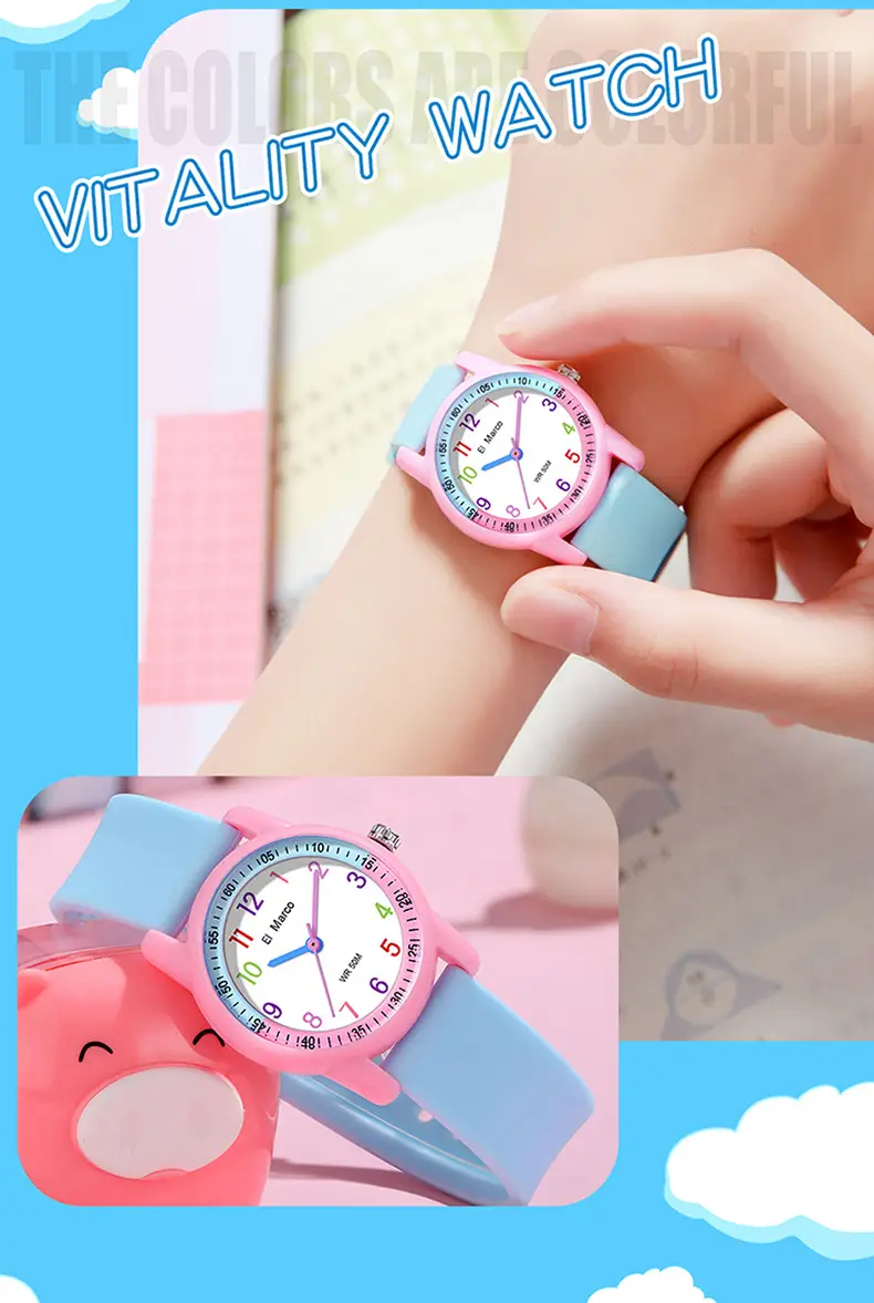 Small Elephant Cross-border Waterproof Kids Watch Purple Pink — feature 27