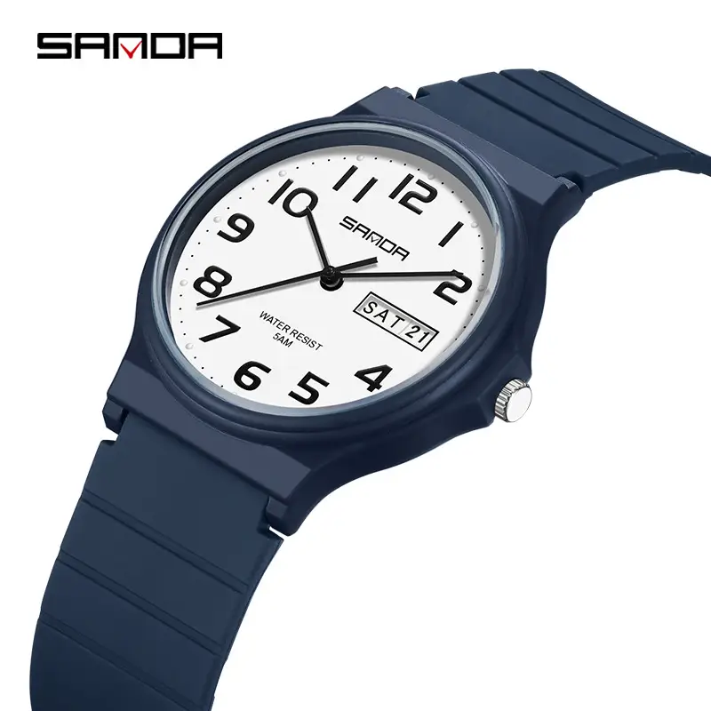 Sanda Men's Light Blue Quartz Watch with Double Calendar