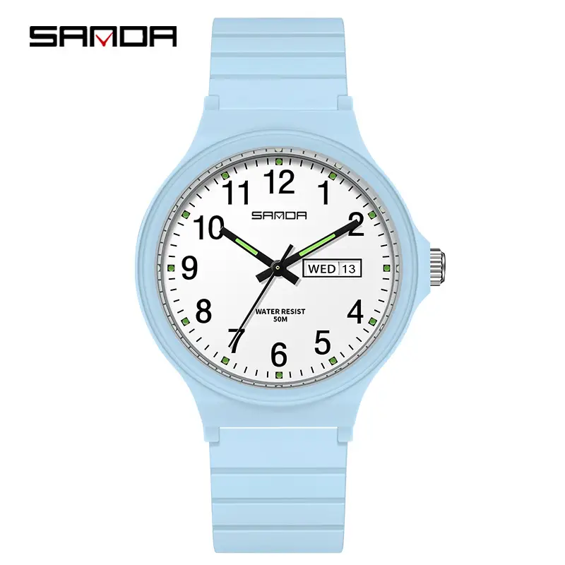 Sanda Men's Light Blue Quartz Watch with Double Calendar