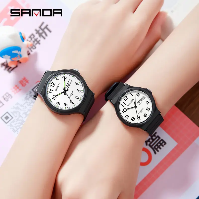 Sanda Youth White Quartz Watch for Men Women