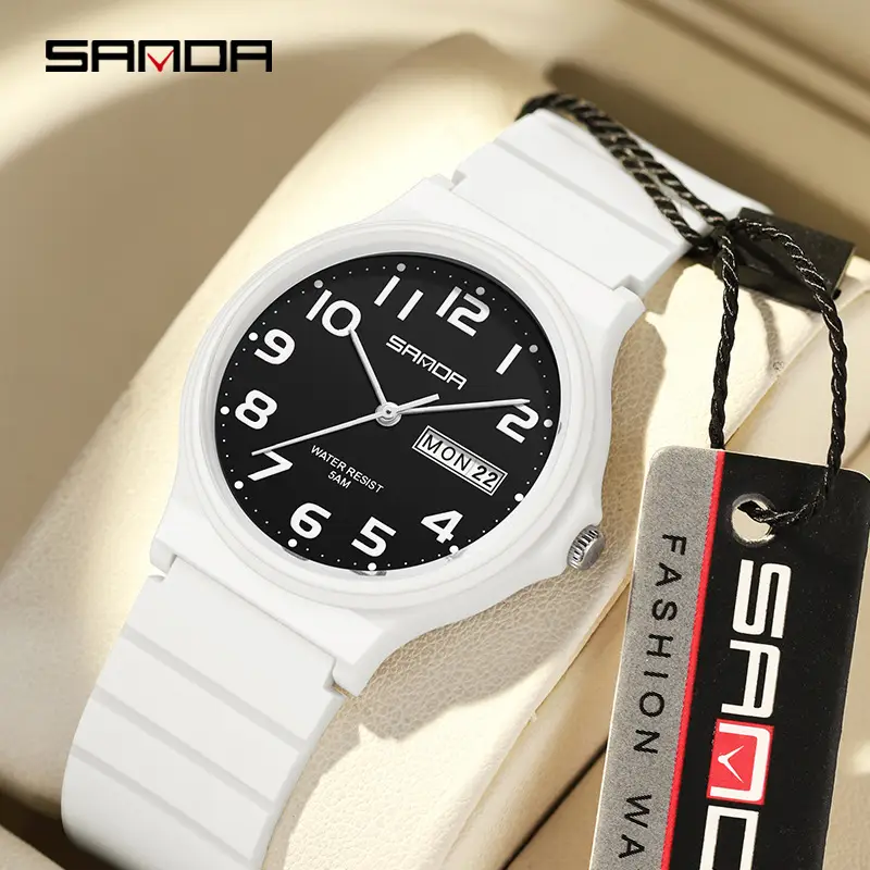 Sanda Youth White Quartz Watch for Men Women