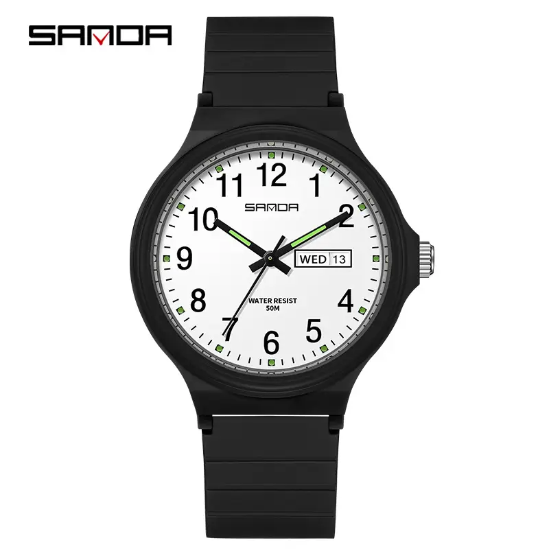Sanda Youth White Quartz Watch for Men Women