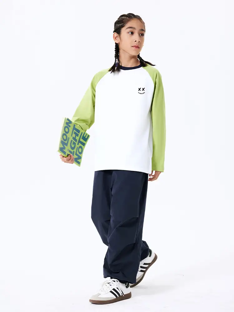Girls Raglan Sleeve T-Shirt White Green Spring Autumn Casual Wear - Image 7