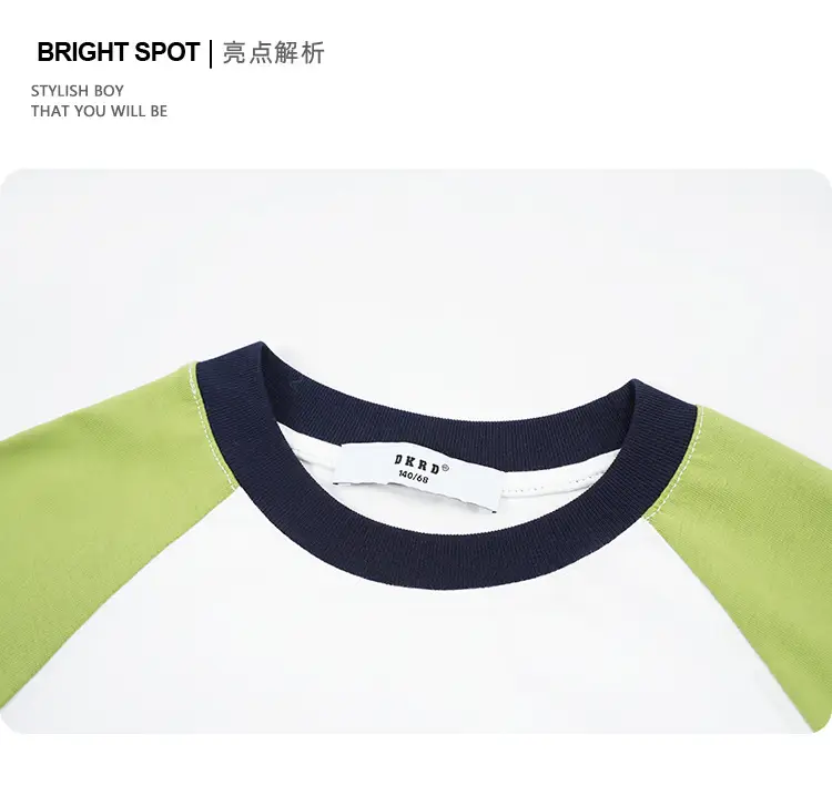 Girls Raglan Sleeve T-Shirt White Green Spring Autumn Casual Wear — feature 7