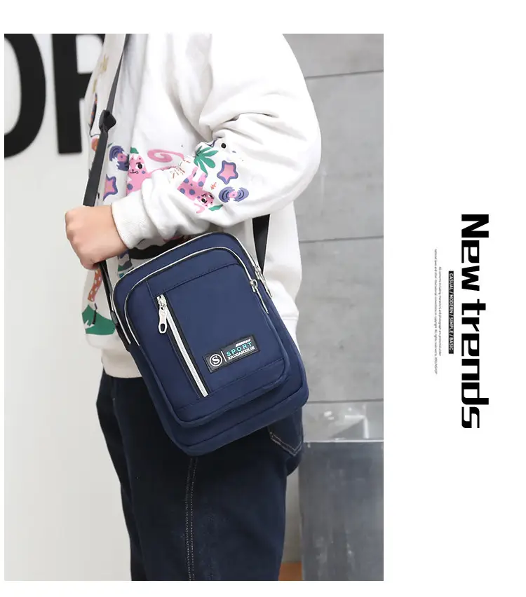 Men's Black Oxford Cloth Waterproof Large Shoulder Bag — feature 11