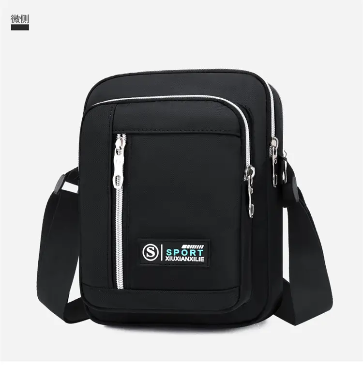 Men's Black Oxford Cloth Waterproof Large Shoulder Bag — feature 19