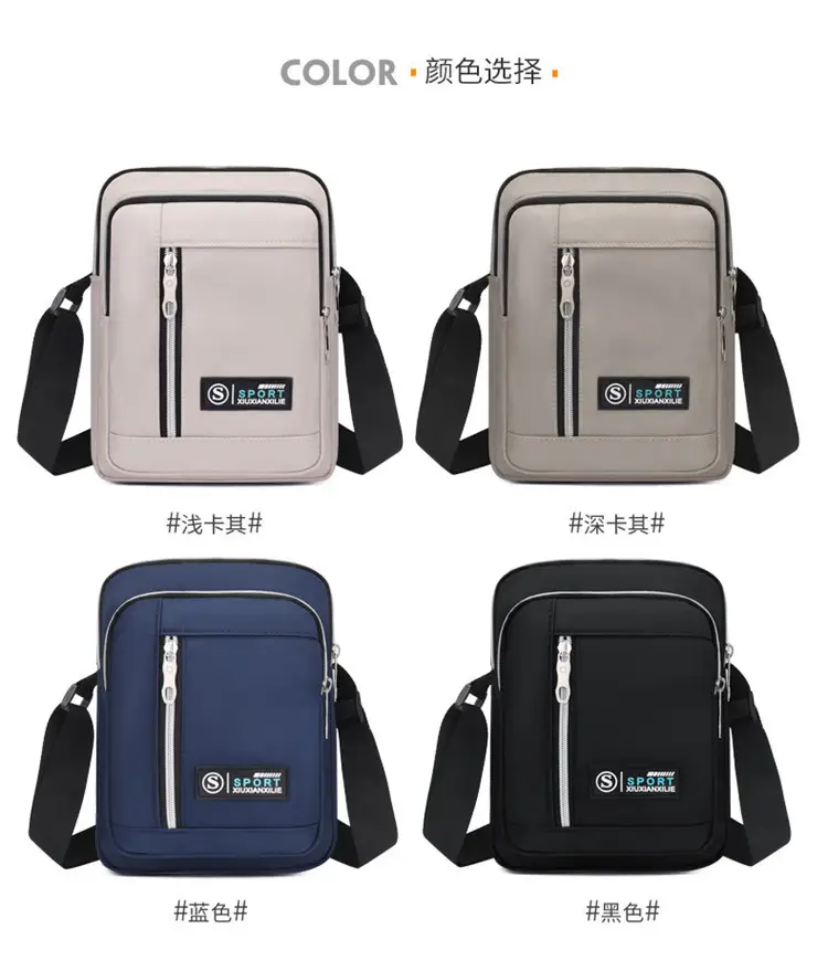 Men's Black Oxford Cloth Waterproof Large Shoulder Bag — feature 8