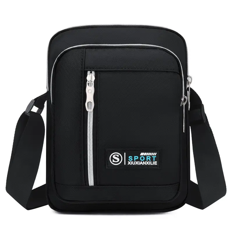 Men's Black Oxford Cloth Waterproof Large Shoulder Bag - Image 4