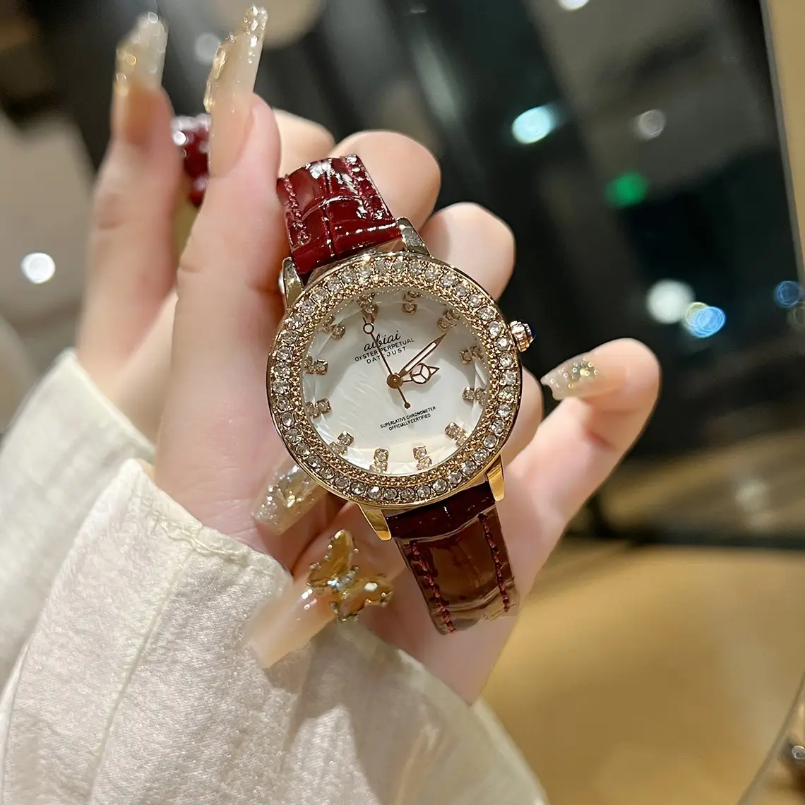 Luxury Quartz Women's Watch with Crystal Band - Image 2