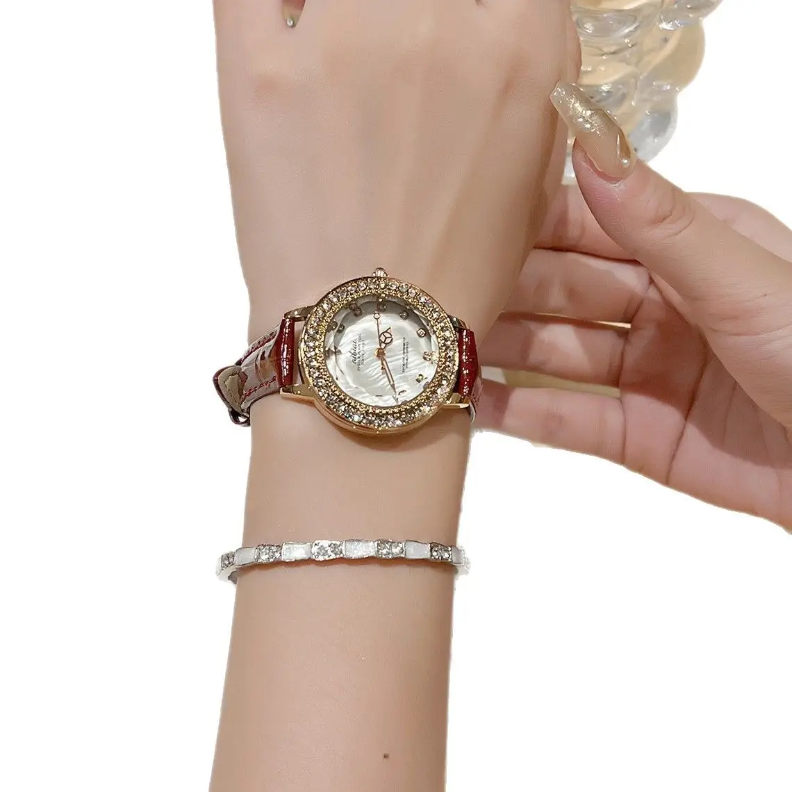 Luxury Quartz Women's Watch with Crystal Band - Image 5
