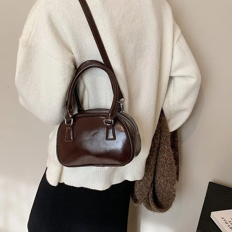 Retro Red Korean Pillow Bag for Women - Image 9