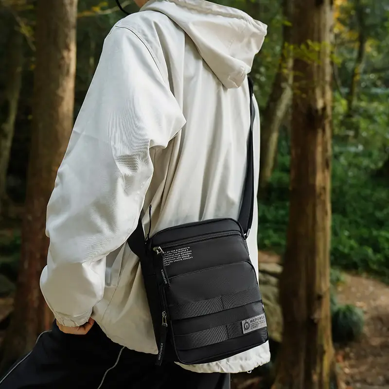 Men's Water Resistant Business Shoulder Bag Black - Image 6