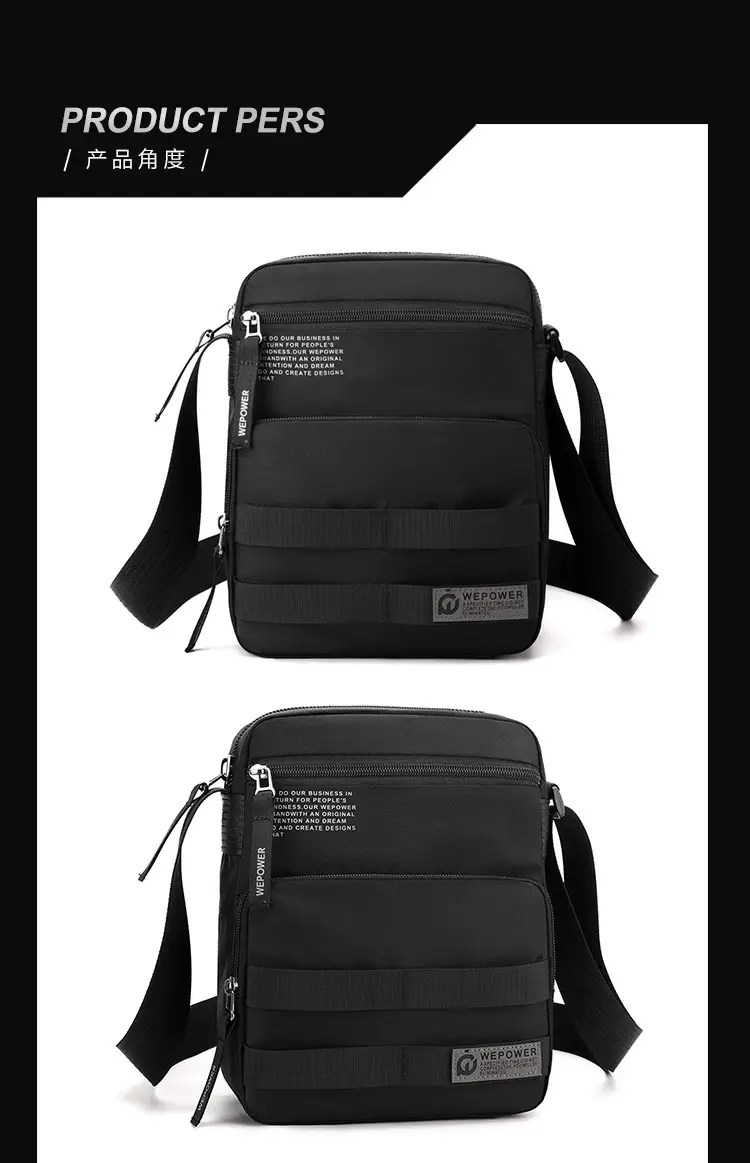 Men's Water Resistant Business Shoulder Bag Black — feature 20