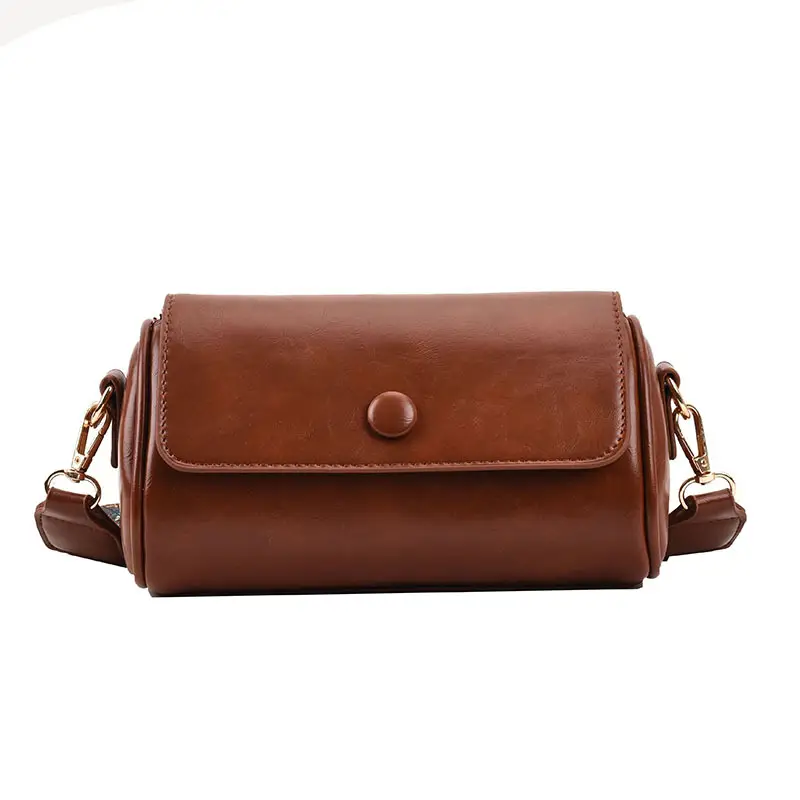 Women's Brown Crossbody Bag with Retro Bandage Strap