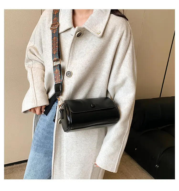 Women's Brown Crossbody Bag with Retro Bandage Strap — feature 27