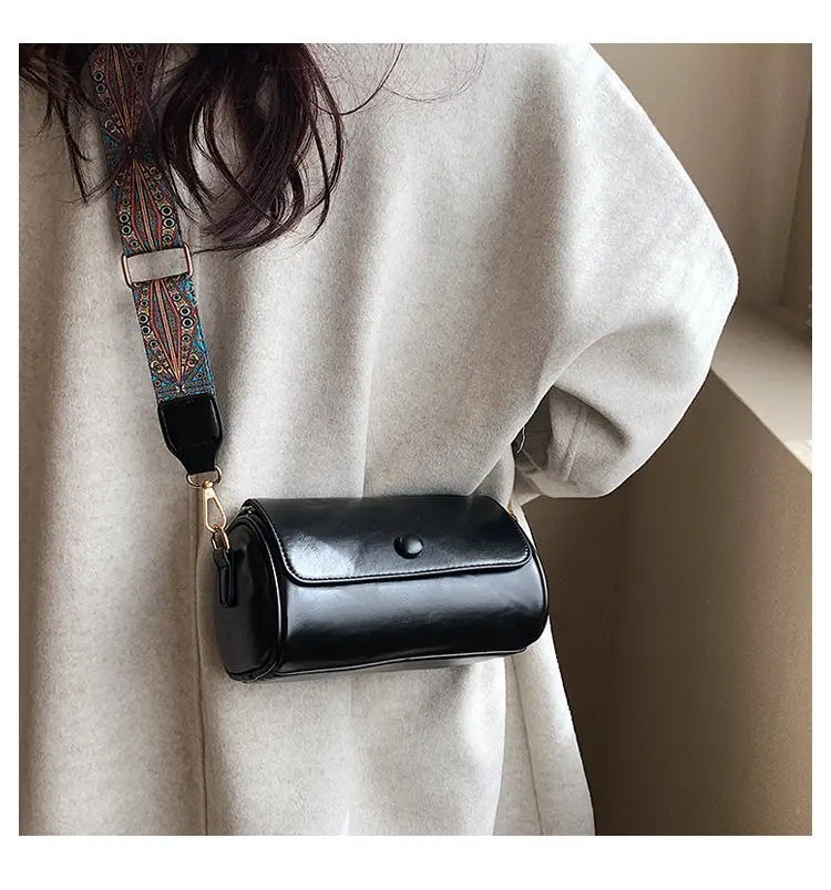 Women's Brown Crossbody Bag with Retro Bandage Strap — feature 29