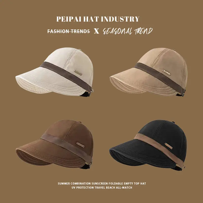 Men Women Beach Hat with Sunshade Black - Image 6