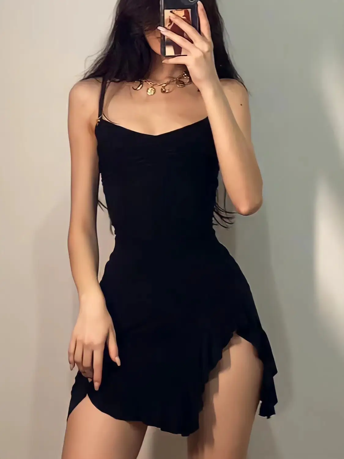 Black Ruffled Hip Skirt Dress for Girls 2025 - Image 3
