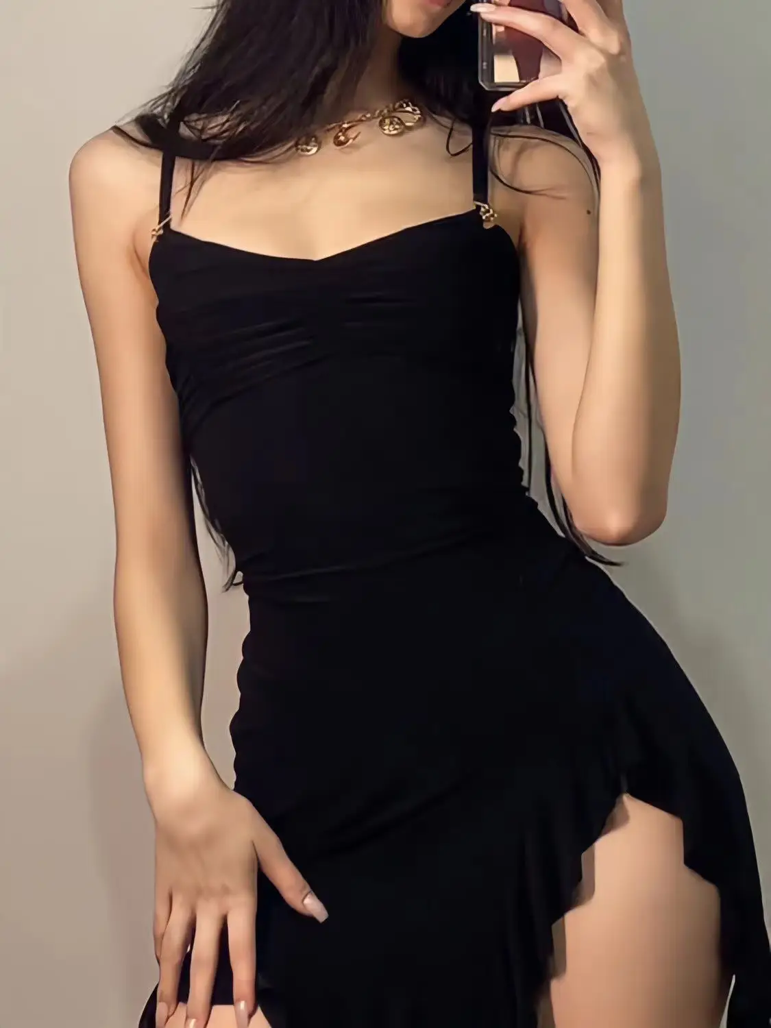 Black Ruffled Hip Skirt Dress for Girls 2025 - Image 4