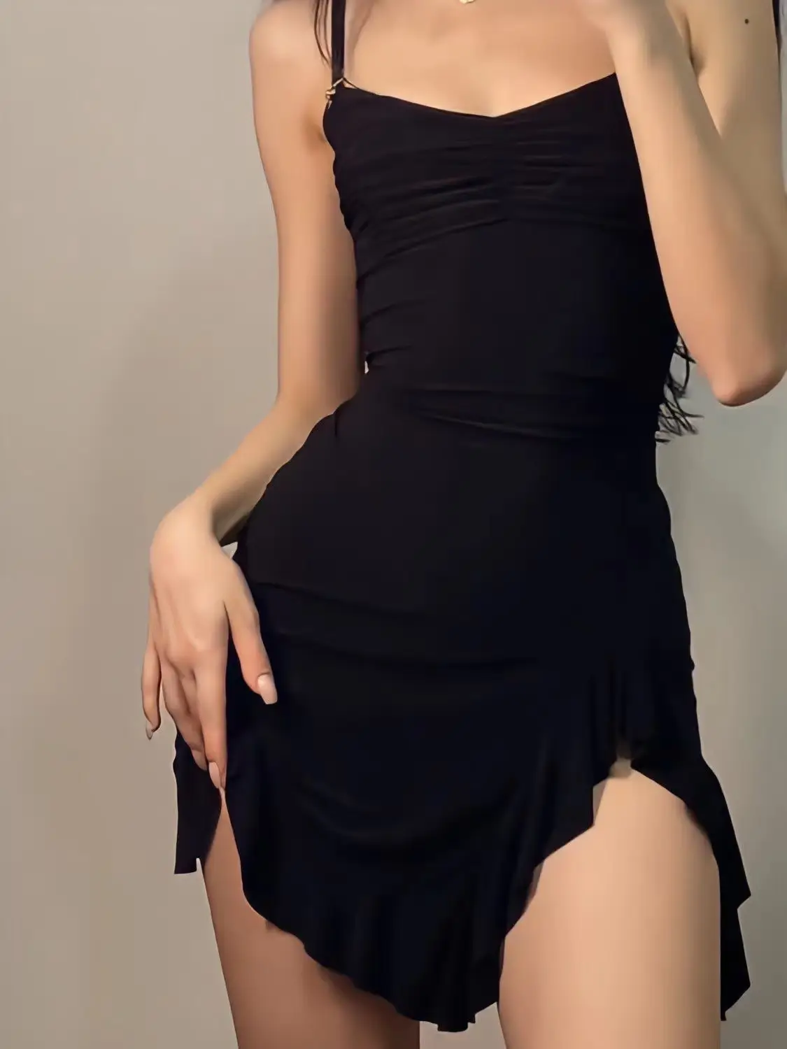 Black Ruffled Hip Skirt Dress for Girls 2025 - Image 6