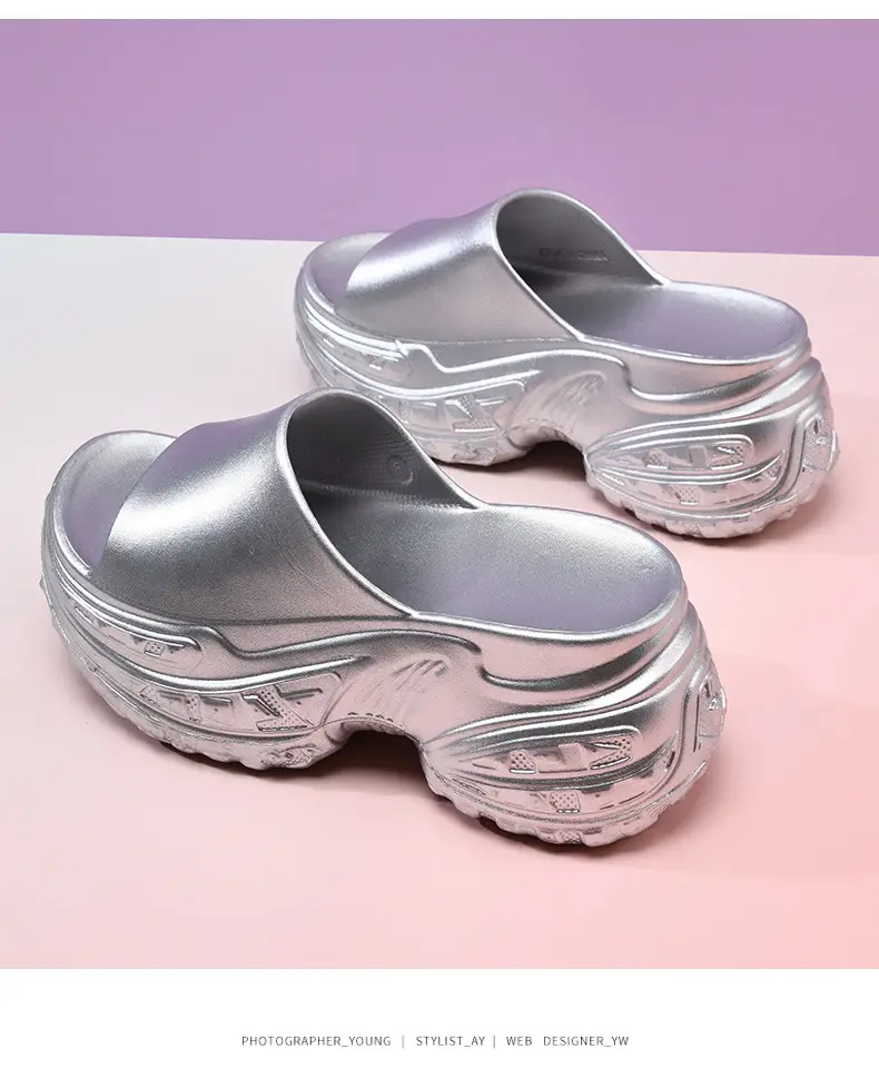 Thick bottom slipper women's summer high wear-resistant non-slip slippers EVA non-smelly feet breathable solid color new sandals and slippers — feature 16