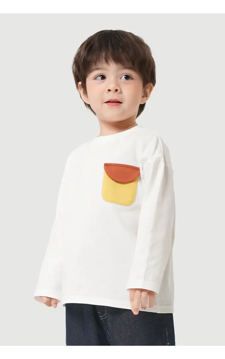 Boys Cotton Long Sleeve T-Shirt White Yellow Print — feature 17