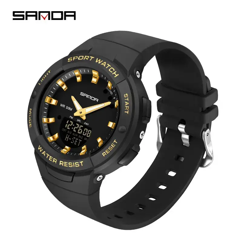 Sanda White Digital Watch for Men Women Summer Wear