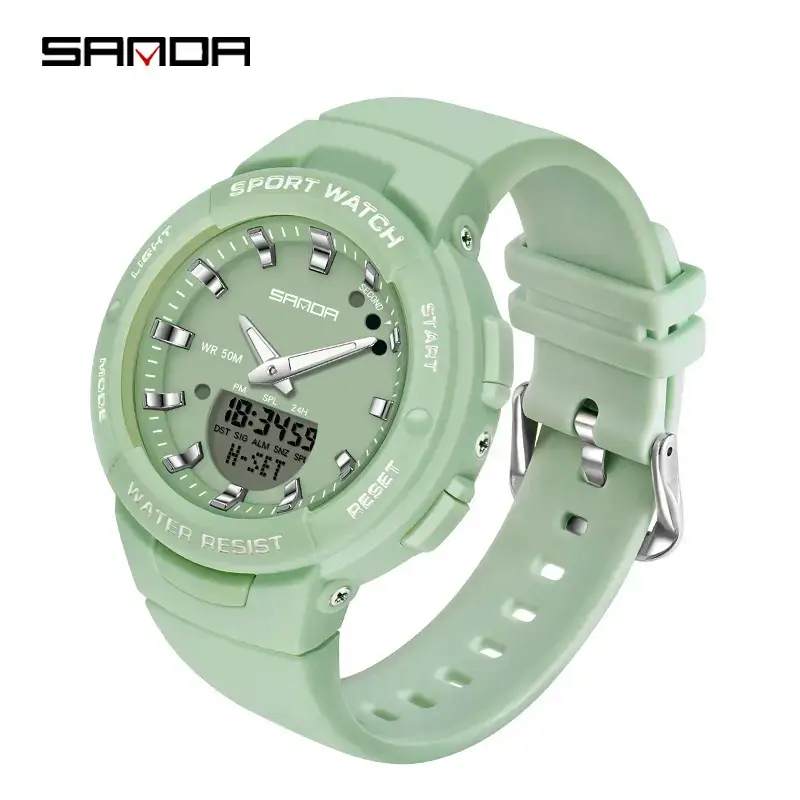 Sanda White Digital Watch for Men Women Summer Wear