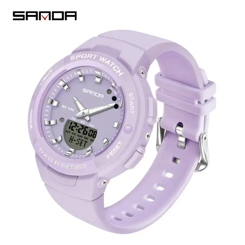 Sanda White Digital Watch for Men Women Summer Wear