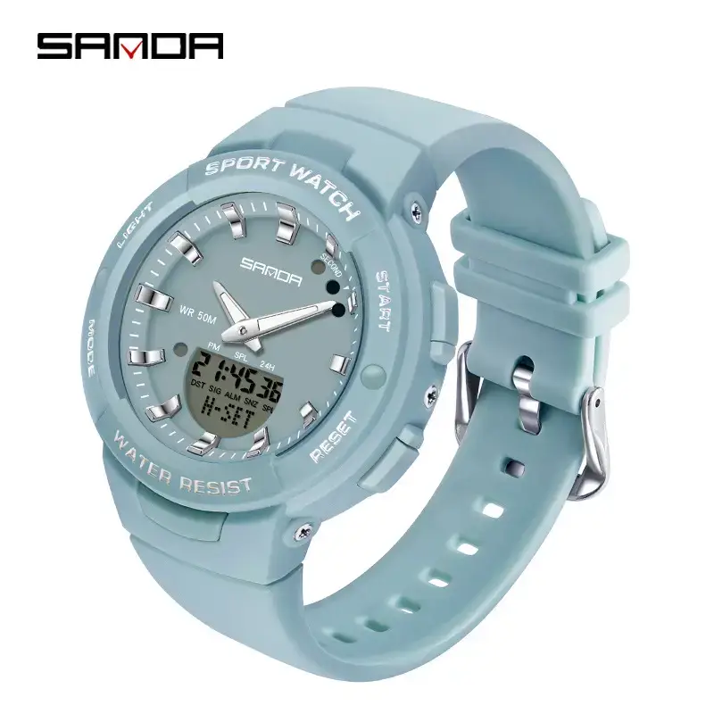 Sanda White Digital Watch for Men Women Summer Wear