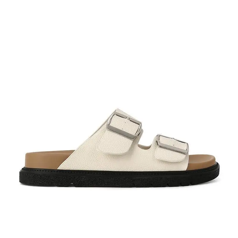 2025 Women's Square Buckle Slippers Black Pink Brown - Image 7