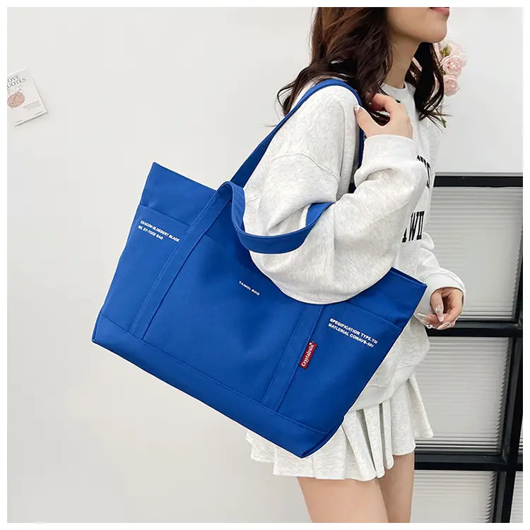 Black Canvas Shoulder Tote Bag Large Capacity Women — feature 11
