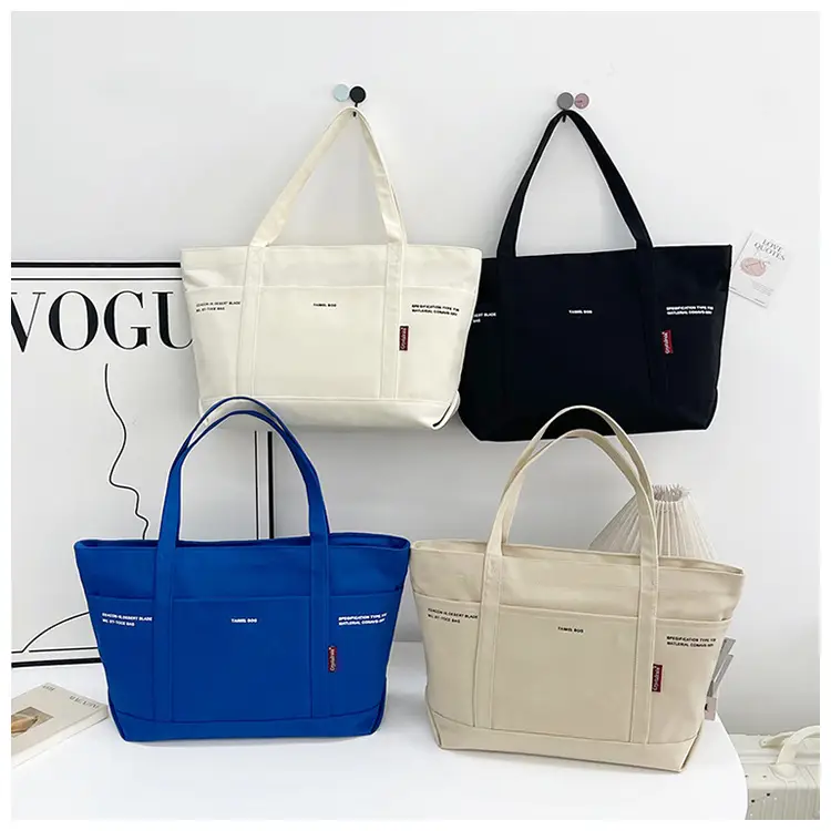 Black Canvas Shoulder Tote Bag Large Capacity Women — feature 24