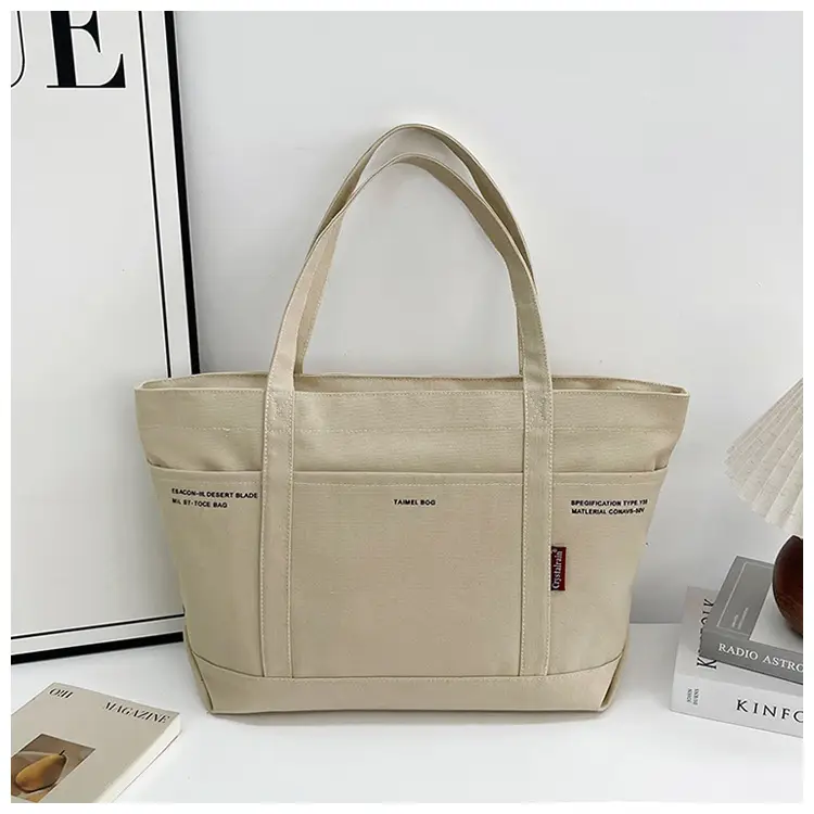 Black Canvas Shoulder Tote Bag Large Capacity Women — feature 29