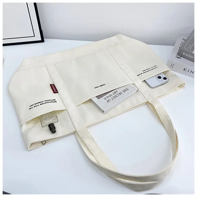 Black Canvas Shoulder Tote Bag Large Capacity Women — feature 35