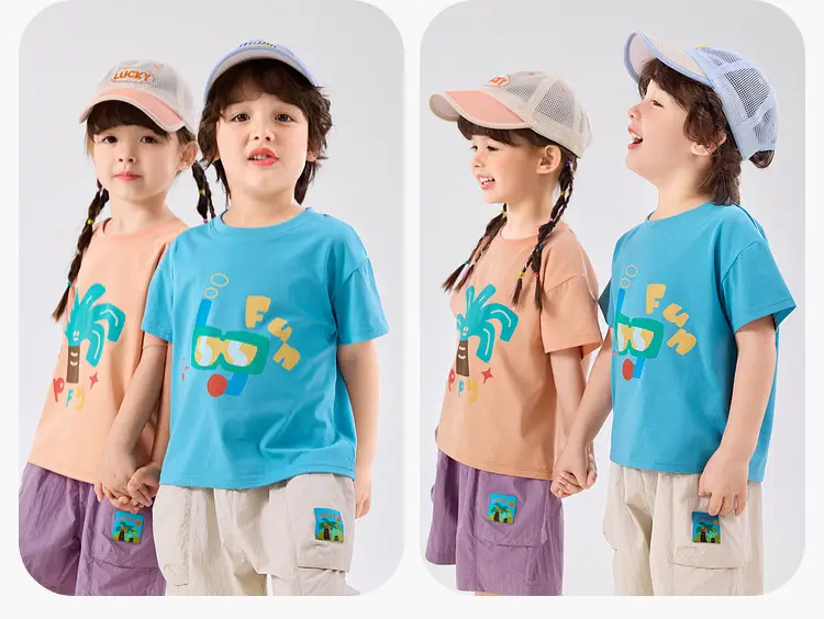 Dudujia Kids T-Shirt Blue Doodle Print Summer Wear — feature 17