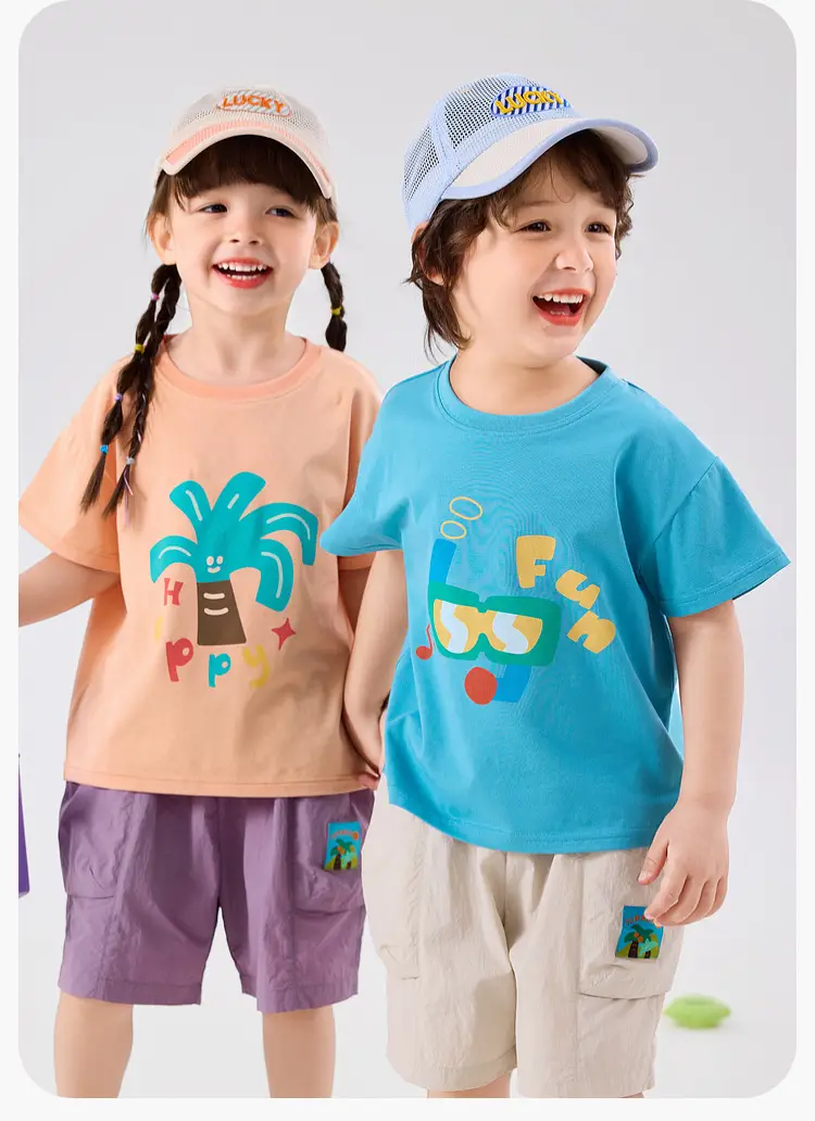 Dudujia Kids T-Shirt Blue Doodle Print Summer Wear — feature 18