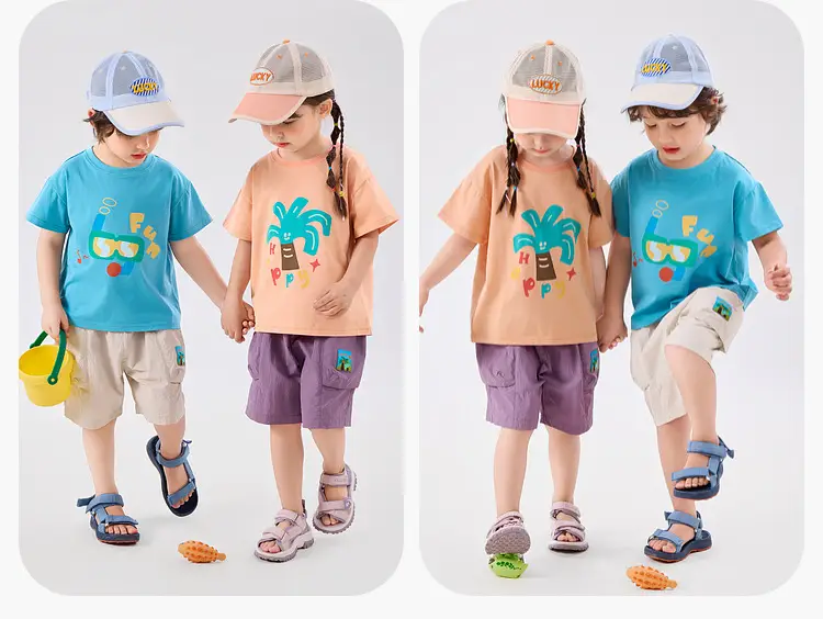 Dudujia Kids T-Shirt Blue Doodle Print Summer Wear — feature 19