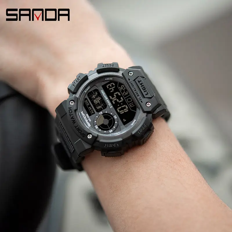 Sanda Sport Watch Black Gold Digital Display Waterproof - Image 9